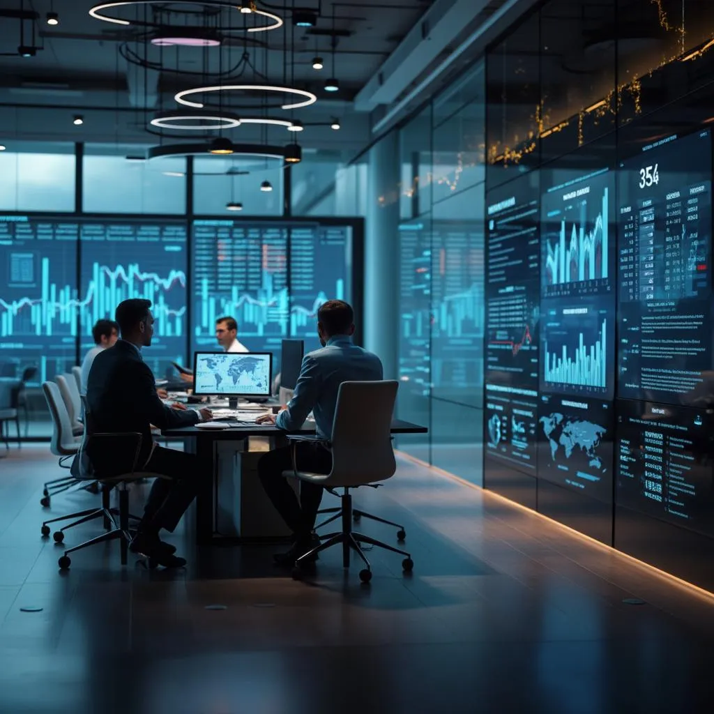 L'équipe de FinanceAI travaillant sur des algorithmes d'IA